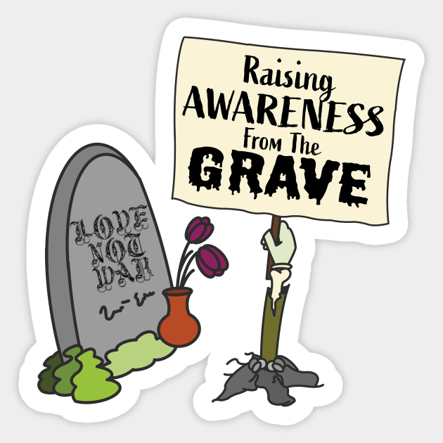 Raising Awareness From The Grave - Zombie Tombstone Sticker by Ryphna